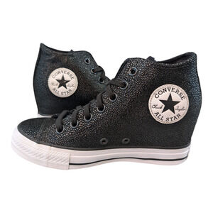 Converse 2017 CTAS Lux Mid Hidden Wedge Black Stingray Pebbled Leather Sneaker 7